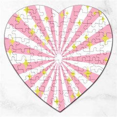 Hurak Pink Star Yellow Hole Sunlight Light Jigsaw Puzzle (heart) by Mariart