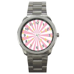 Hurak Pink Star Yellow Hole Sunlight Light Sport Metal Watch by Mariart