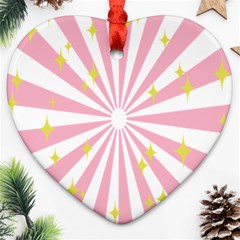 Hurak Pink Star Yellow Hole Sunlight Light Heart Ornament (two Sides) by Mariart