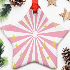 Hurak Pink Star Yellow Hole Sunlight Light Star Ornament (two Sides) by Mariart