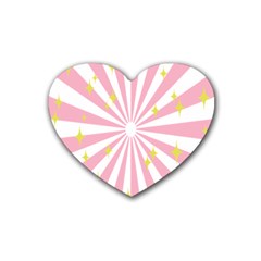 Hurak Pink Star Yellow Hole Sunlight Light Rubber Coaster (heart)  by Mariart