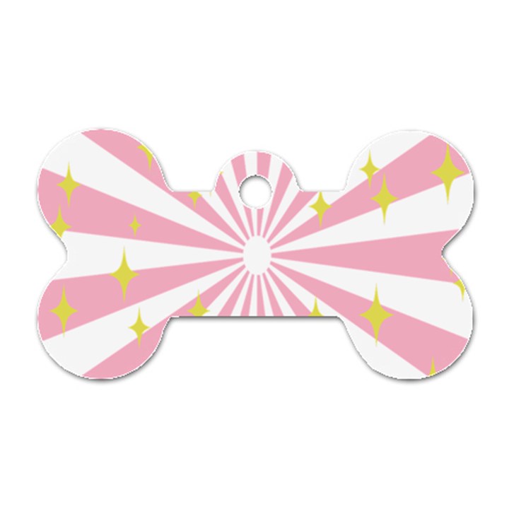 Hurak Pink Star Yellow Hole Sunlight Light Dog Tag Bone (Two Sides)