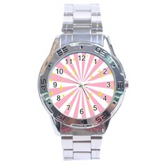 Hurak Pink Star Yellow Hole Sunlight Light Stainless Steel Analogue Watch by Mariart