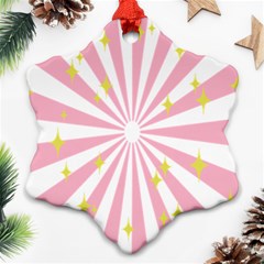 Hurak Pink Star Yellow Hole Sunlight Light Snowflake Ornament (two Sides) by Mariart