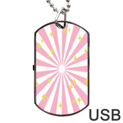 Hurak Pink Star Yellow Hole Sunlight Light Dog Tag Usb Flash (two Sides)