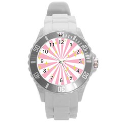 Hurak Pink Star Yellow Hole Sunlight Light Round Plastic Sport Watch (l) by Mariart