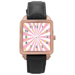 Hurak Pink Star Yellow Hole Sunlight Light Rose Gold Leather Watch  by Mariart