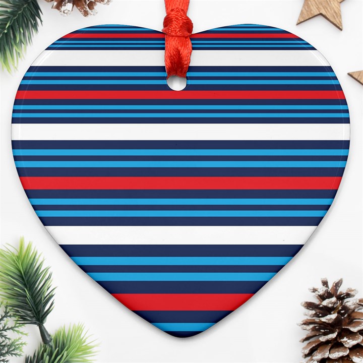 Martini Style Racing Tape Blue Red White Ornament (Heart)