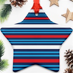 Martini Style Racing Tape Blue Red White Ornament (star) by Mariart