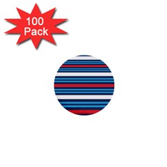 Martini Style Racing Tape Blue Red White 1  Mini Buttons (100 Pack)  by Mariart