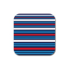 Martini Style Racing Tape Blue Red White Rubber Square Coaster (4 Pack)  by Mariart