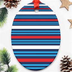 Martini Style Racing Tape Blue Red White Oval Ornament (two Sides) by Mariart