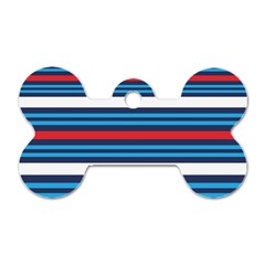 Martini Style Racing Tape Blue Red White Dog Tag Bone (one Side) by Mariart