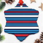 Martini Style Racing Tape Blue Red White Snowflake Ornament (Two Sides) Front