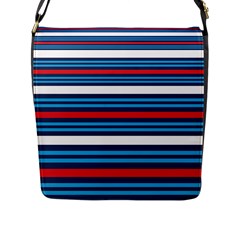 Martini Style Racing Tape Blue Red White Flap Messenger Bag (l)  by Mariart