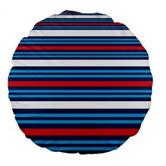 Martini Style Racing Tape Blue Red White Large 18  Premium Flano Round Cushions by Mariart