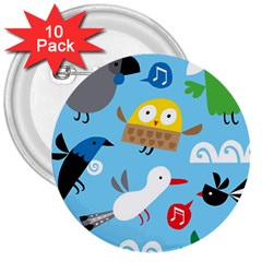 New Zealand Birds Close Fly Animals 3  Buttons (10 Pack)  by Mariart