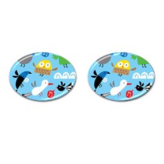 New Zealand Birds Close Fly Animals Cufflinks (oval) by Mariart