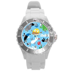 New Zealand Birds Close Fly Animals Round Plastic Sport Watch (l) by Mariart