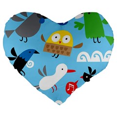 New Zealand Birds Close Fly Animals Large 19  Premium Heart Shape Cushions