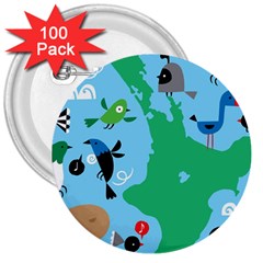 New Zealand Birds Detail Animals Fly 3  Buttons (100 pack) 