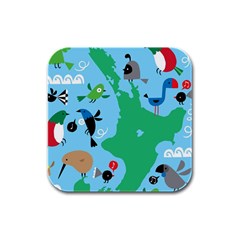 New Zealand Birds Detail Animals Fly Rubber Square Coaster (4 pack) 