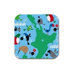 New Zealand Birds Detail Animals Fly Rubber Square Coaster (4 pack)  Front