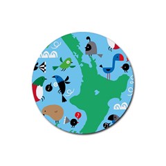 New Zealand Birds Detail Animals Fly Rubber Round Coaster (4 pack) 