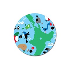 New Zealand Birds Detail Animals Fly Magnet 3  (Round)