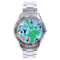 New Zealand Birds Detail Animals Fly Stainless Steel Analogue Watch