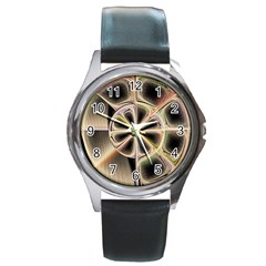 Background With Fractal Crazy Wheel Round Metal Watch by Simbadda