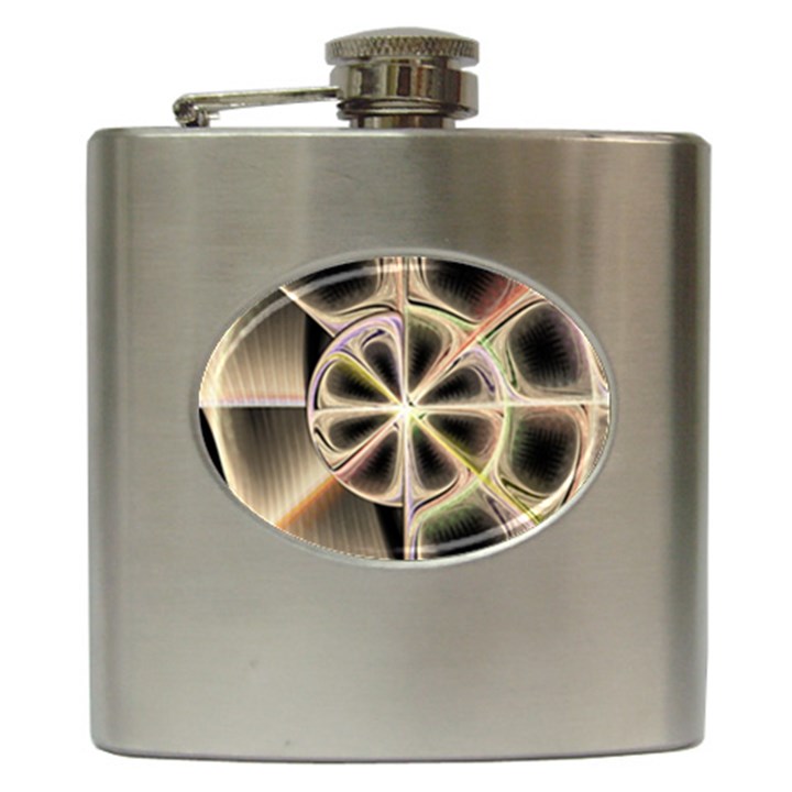 Background With Fractal Crazy Wheel Hip Flask (6 oz)