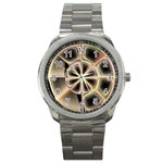 Background With Fractal Crazy Wheel Sport Metal Watch Front