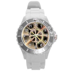 Background With Fractal Crazy Wheel Round Plastic Sport Watch (l) by Simbadda