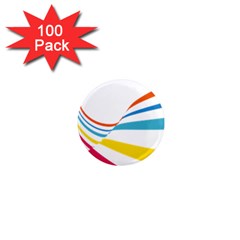 Line Rainbow Orange Blue Yellow Red Pink White Wave Waves 1  Mini Magnets (100 Pack) 