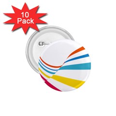 Line Rainbow Orange Blue Yellow Red Pink White Wave Waves 1 75  Buttons (10 Pack) by Mariart