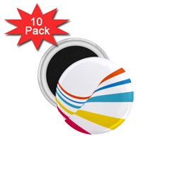 Line Rainbow Orange Blue Yellow Red Pink White Wave Waves 1 75  Magnets (10 Pack) 