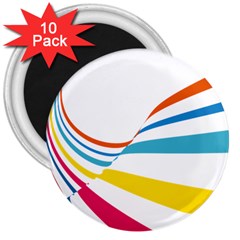 Line Rainbow Orange Blue Yellow Red Pink White Wave Waves 3  Magnets (10 Pack)  by Mariart