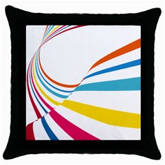 Line Rainbow Orange Blue Yellow Red Pink White Wave Waves Throw Pillow Case (black)