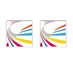 Line Rainbow Orange Blue Yellow Red Pink White Wave Waves Cufflinks (square) by Mariart