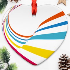 Line Rainbow Orange Blue Yellow Red Pink White Wave Waves Heart Ornament (two Sides) by Mariart