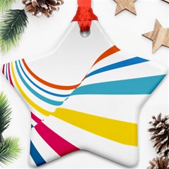 Line Rainbow Orange Blue Yellow Red Pink White Wave Waves Star Ornament (two Sides) by Mariart