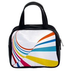 Line Rainbow Orange Blue Yellow Red Pink White Wave Waves Classic Handbags (2 Sides) by Mariart