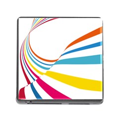 Line Rainbow Orange Blue Yellow Red Pink White Wave Waves Memory Card Reader (square) by Mariart