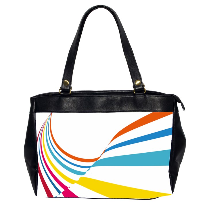 Line Rainbow Orange Blue Yellow Red Pink White Wave Waves Office Handbags (2 Sides) 