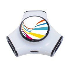 Line Rainbow Orange Blue Yellow Red Pink White Wave Waves 3-port Usb Hub by Mariart