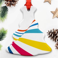 Line Rainbow Orange Blue Yellow Red Pink White Wave Waves Christmas Tree Ornament (two Sides) by Mariart