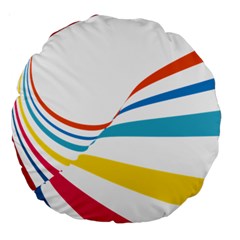 Line Rainbow Orange Blue Yellow Red Pink White Wave Waves Large 18  Premium Round Cushions by Mariart