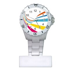 Line Rainbow Orange Blue Yellow Red Pink White Wave Waves Plastic Nurses Watch by Mariart