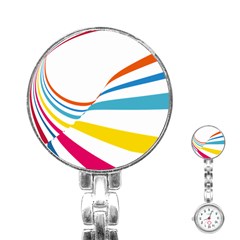 Line Rainbow Orange Blue Yellow Red Pink White Wave Waves Stainless Steel Nurses Watch by Mariart